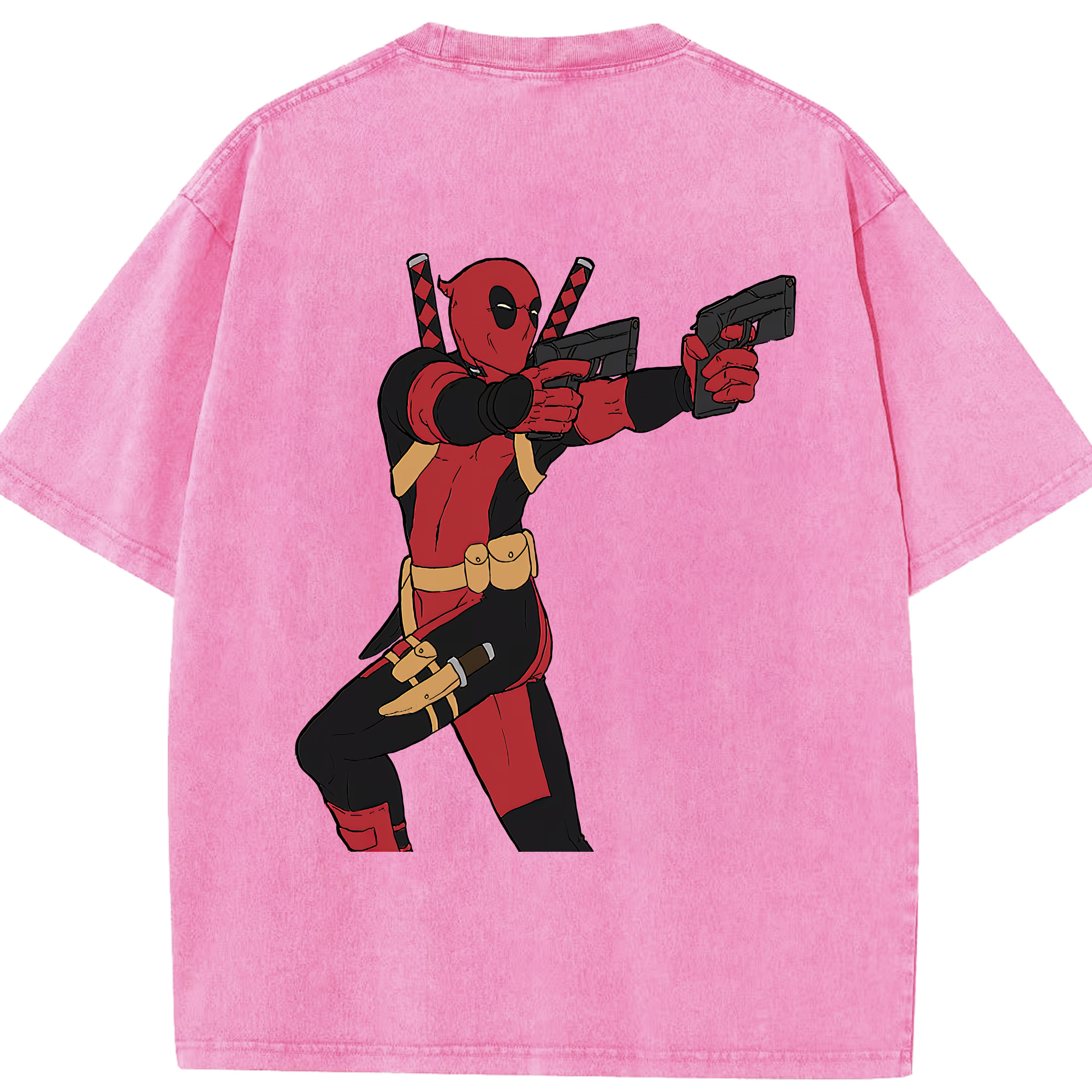 （画像用） Deadpool デッドプール 綿100% ヴィンテージ風 半袖Tシャツ（背面プリント）